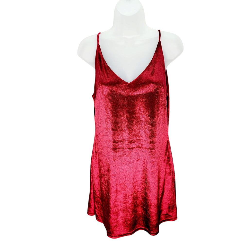 Burgundy Red  Y2K Velvet Slip Dress Spaghetti Strap V Neck Mini Cocktail Glam
